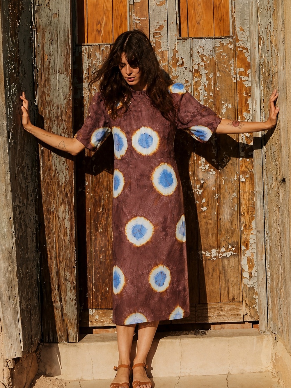 SEA New York Tie‎ Dye Midi Dress Size 4
NWT Brown Puff Sleeve Cotton Mock Neck
